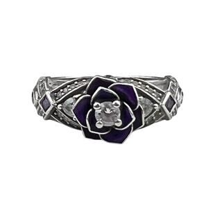 Vancaro Purple Rose Engagement Sterling Silver Ring Size 9